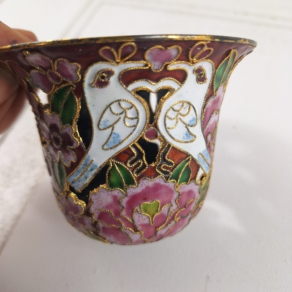 Chinese Enameled Cloisonne  Votive Holder - Picture 5 of 10